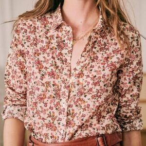 Sezane Chemise Pierro 'Bouquet Fond Beige' NWT
